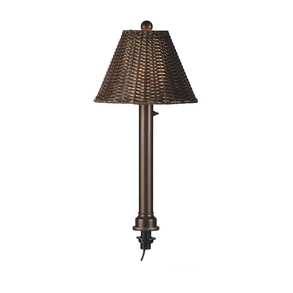 Brilliantbulb Umbrella Table Lamp 17777 with 2 in. bronze tube body and walnut all-weather wicker shade BR2632129 - main